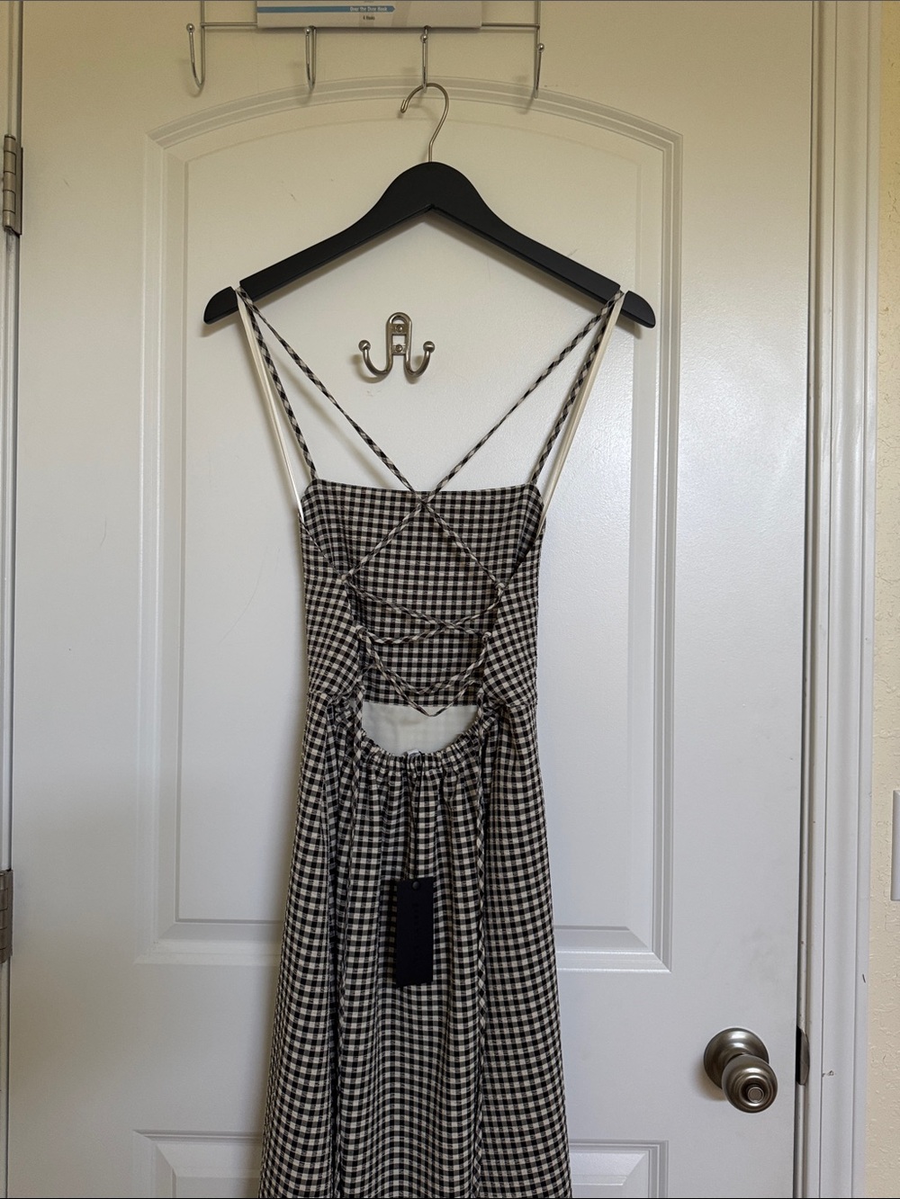 Gianni Bini Black & White Gingham Strappy Back Maxi Dress - Picture 8 of 12